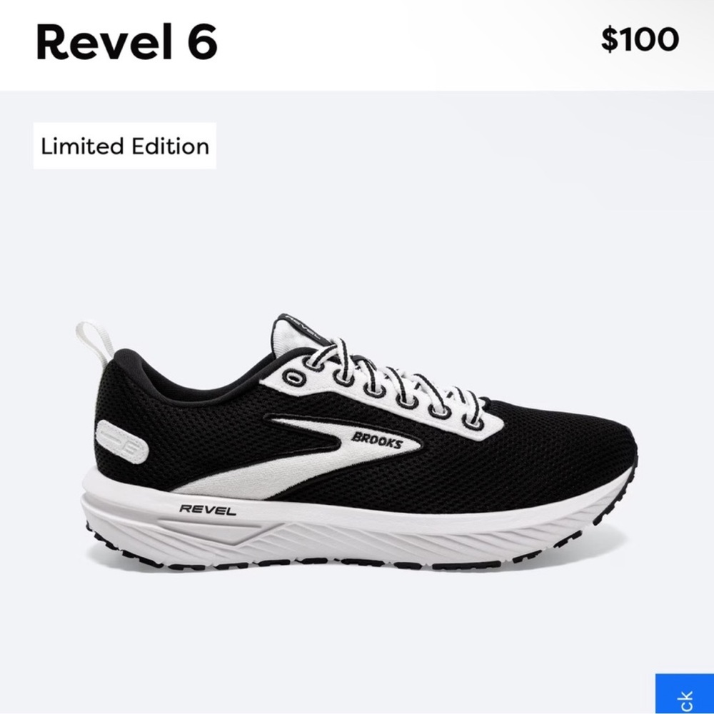 New• Brooks Road Running Revel 6 Shoes Sneakers Black Size 7.5